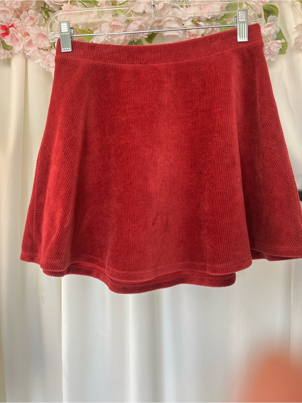 Forever 21 Deep Red Corduroy A-Line Skirt